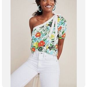 Porridge Anthropologie Larsa Floral One Shoulder Top Shirt Blouse